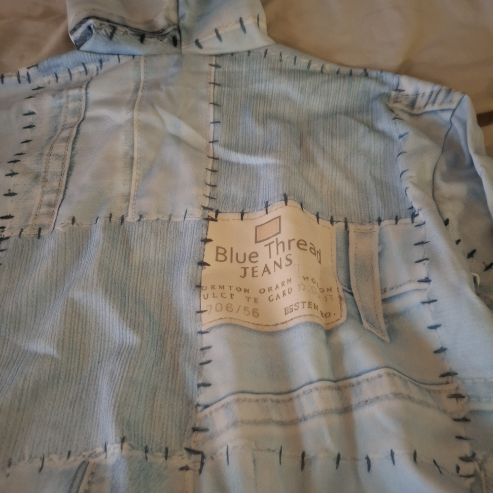 Blue Thread Denim Patchwork Women's Hoodie - Picture 10 of 11